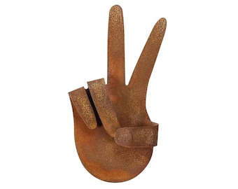 Peace Symbol Hand Metal Wall Decor - Free Shipping in US