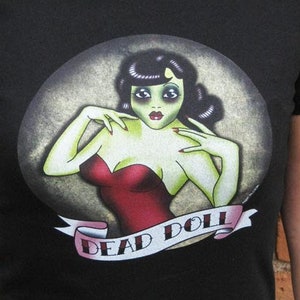 Dead Doll Zombie Pinup T-Shirt FREE shipping in US image 1