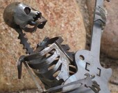 Zombie Skeleton Musician Guitar Solo Metal Sculpture - Free Shipping in US