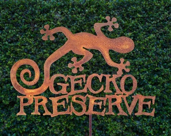Gecko Preserve Garden Stick Sign - Free Shipping in US
