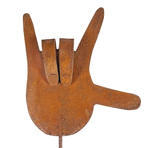 I Love You ASL Symbol Hand Metal Yard Garden Stick Sign - Free Shipping in US