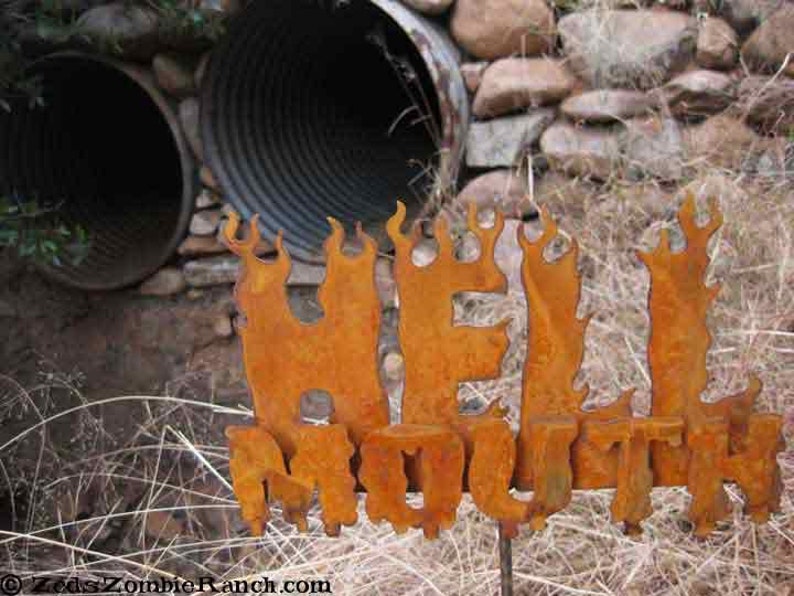 Hell Mouth Metal Steel Garden Yard Sign Free Shipping to US image 1