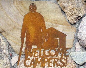 Welcome Campers Jason Voorhees Halloween Yard Decoration Garden Sign - Free Shipping to US