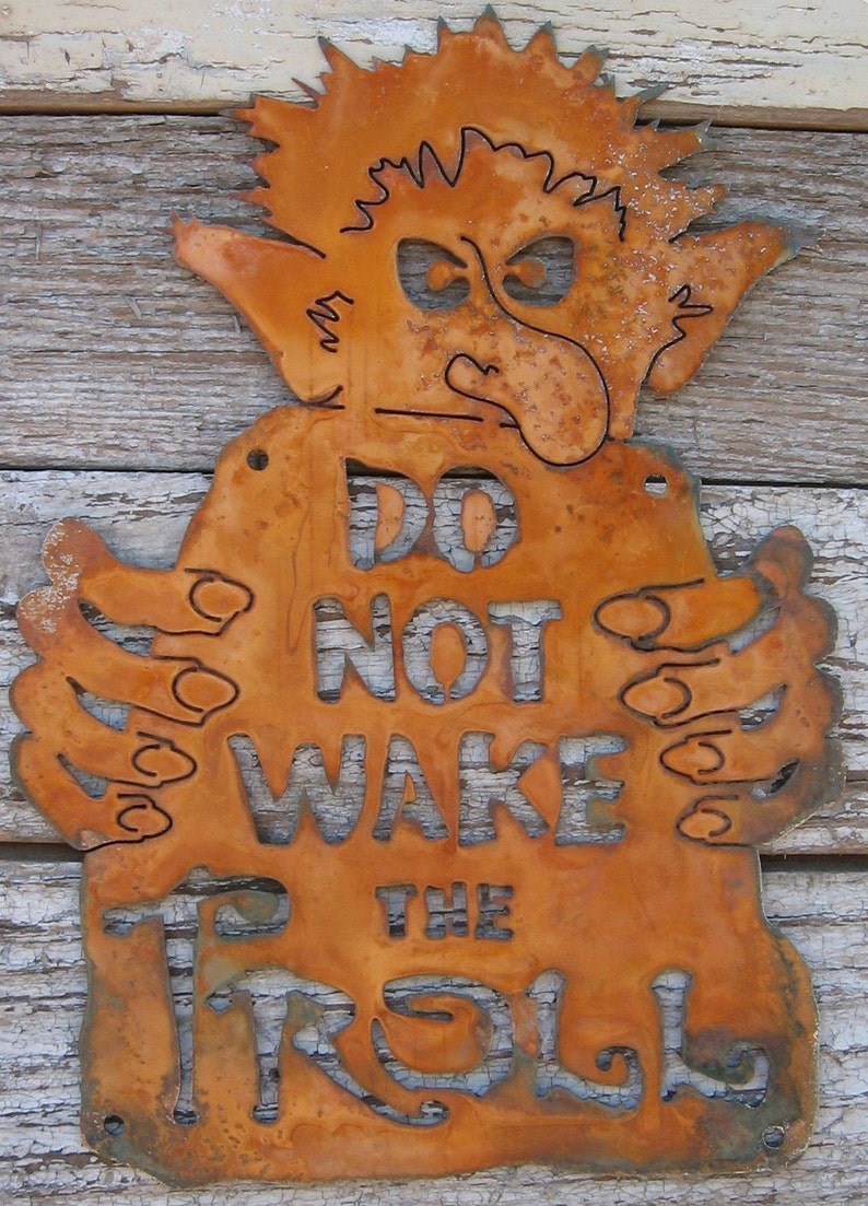 Do Not Wake the Troll Steel Wall Sign Free Shipping in US image 3