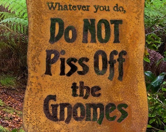 Do NOT Piss off the Gnomes Garden Sign - Free Shipping to US