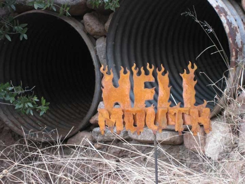 Hell Mouth Metal Steel Garden Yard Sign Free Shipping to US image 3