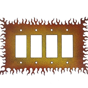 Decorative Lightswitch Flames - Quadruple Switch - Free Shipping in US
