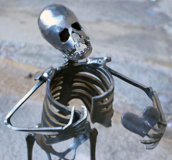 Zombie Skeleton Take My Heart Metal Sculpture - Free Shipping in US