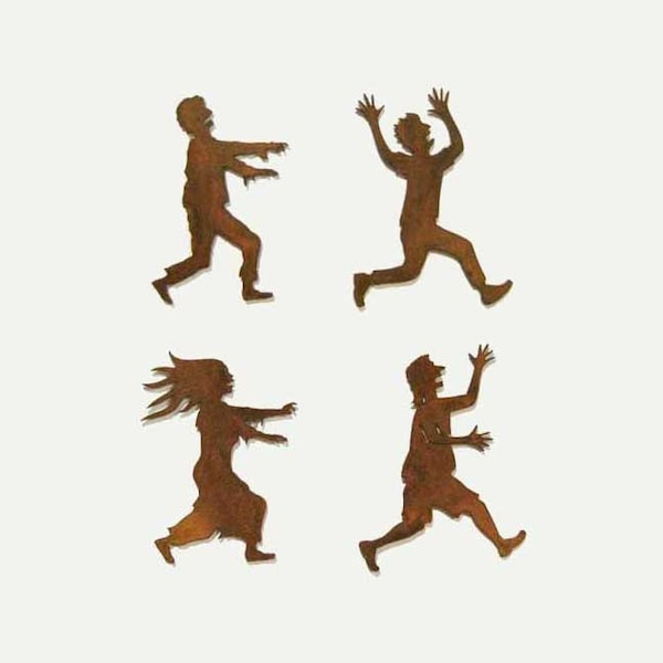 Zombies Chasing Victims Refrigerator Magnets Set of 4 FREE SHIPPING - Free Shipping in US