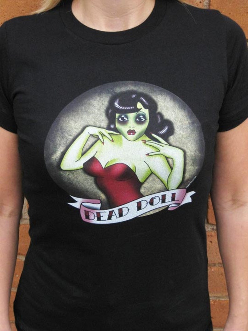 Dead Doll Zombie Pinup T-Shirt FREE shipping in US image 1