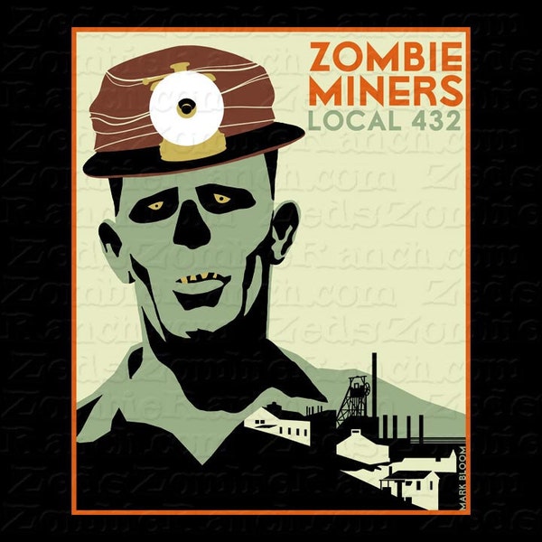 Zombie Shirt - Zombie Miner WPA Poster T-Shirt - FREE shipping in US