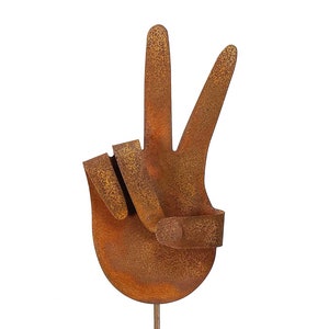 Peace Symbol Hand Metal Yard Garden Stick Sign - Free Shipping in US