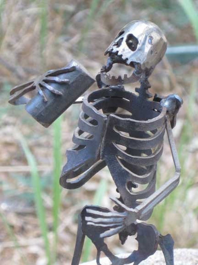 Zombie Skeleton Partying Metal Sculpture Free Shipping in US Etsy
