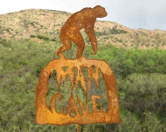 Man Cave Metal Yard Art or Garden Stick Sign - Free Shipping to US