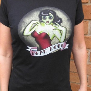 Dead Doll Zombie Pinup T-Shirt FREE shipping in US image 2