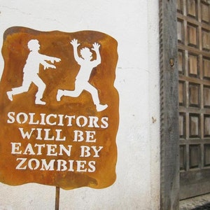 Solicitors Will Be Eaten by Zombies Metal Halloween Decoration Garden Yard Sign Free Shipping to US image 2