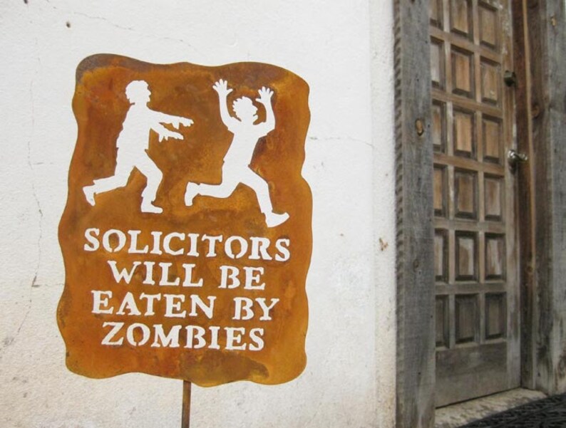 Solicitors Will Be Eaten by Zombies Metal Halloween Decoration Garden Yard Sign Free Shipping to US image 2