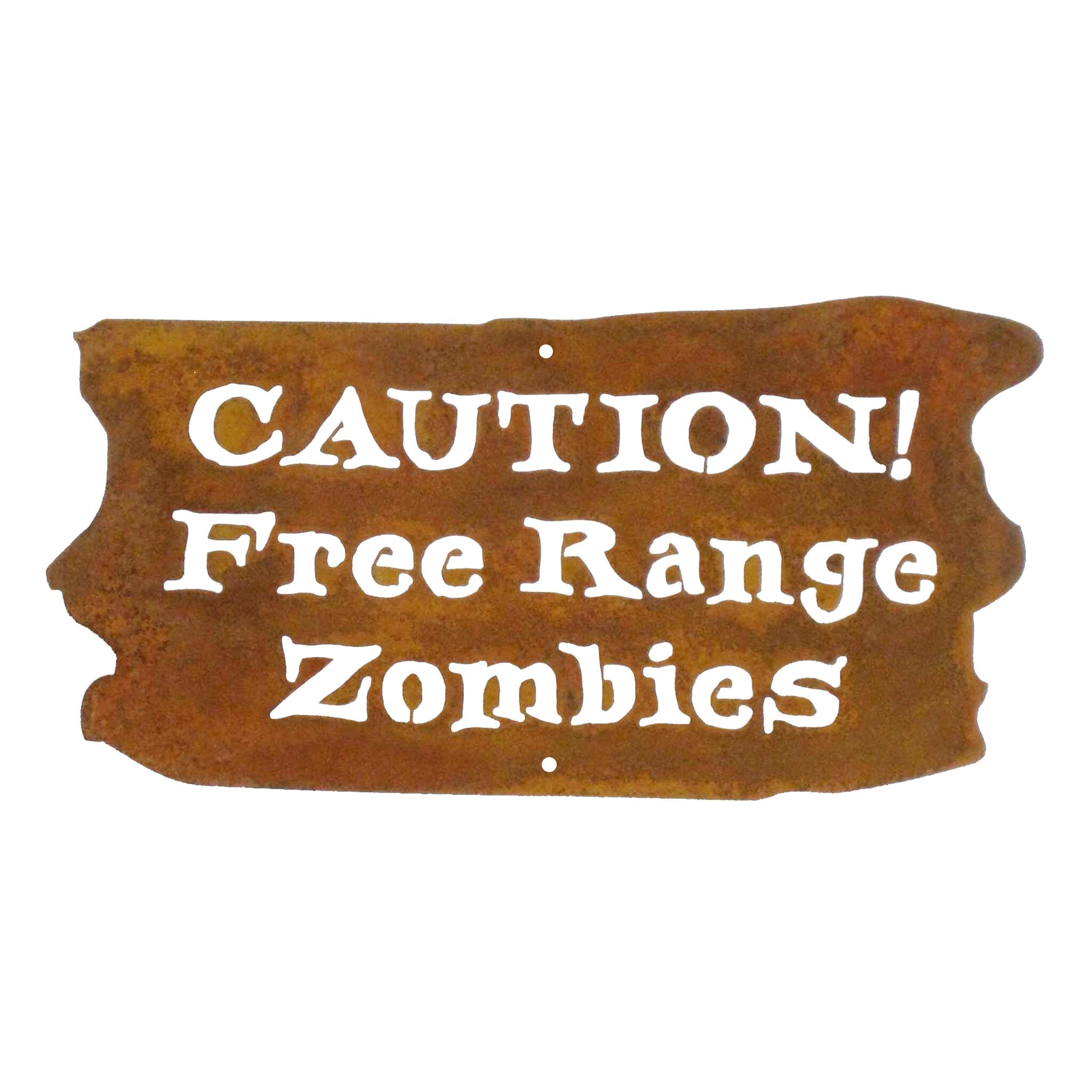 Caution, Free Range Zombies Metal Wall Sign - Free Shipping in US