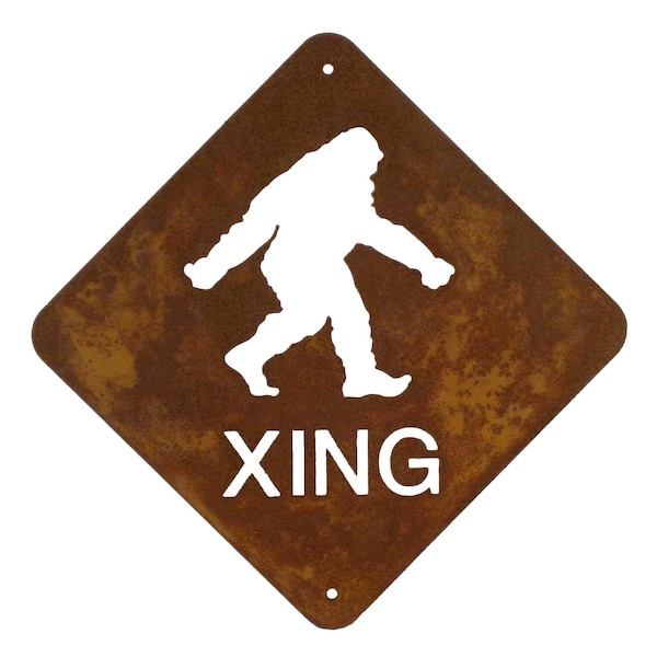 Bigfoot, Sasquatch or Yeti Crossing Metal Wall Sign - Free Shipping in US