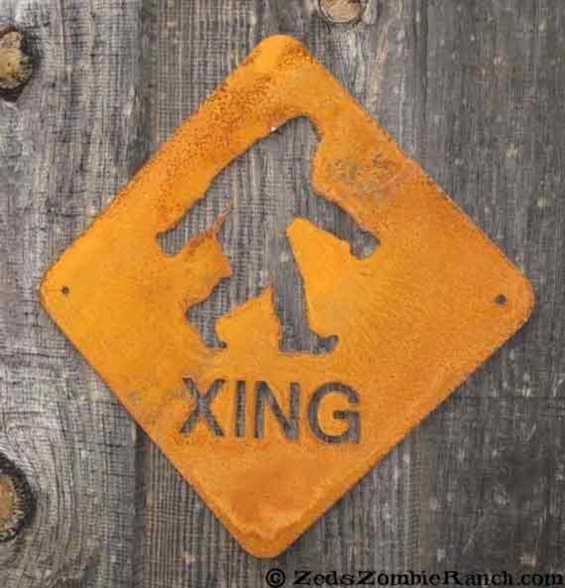 Bigfoot, Sasquatch or Yeti Crossing Metal Wall Sign Free Shipping in US image 1