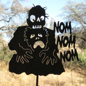 Nom Nom Zombie Eating Brains Yard and Garden Sign Free Shipping to US image 2