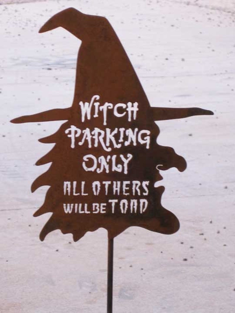 Witch Parking Halloween Yard Decoration Garden Sign Free Shipping to US image 2