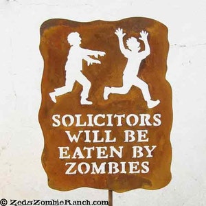 Solicitors Will Be Eaten by Zombies Metal Halloween Decoration Garden Yard Sign Free Shipping to US image 1