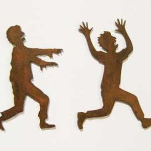 Zombie Chasing Victim Refrigerator Magnets (Set of Two) - FREE SHIPPING