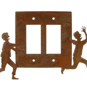 Zombie Chasing Victim Decorative Lightswitch - Double Switch - Free Shipping in US