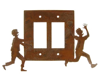 Zombie Chasing Victim Decorative Lightswitch - Double Switch - Free Shipping in US