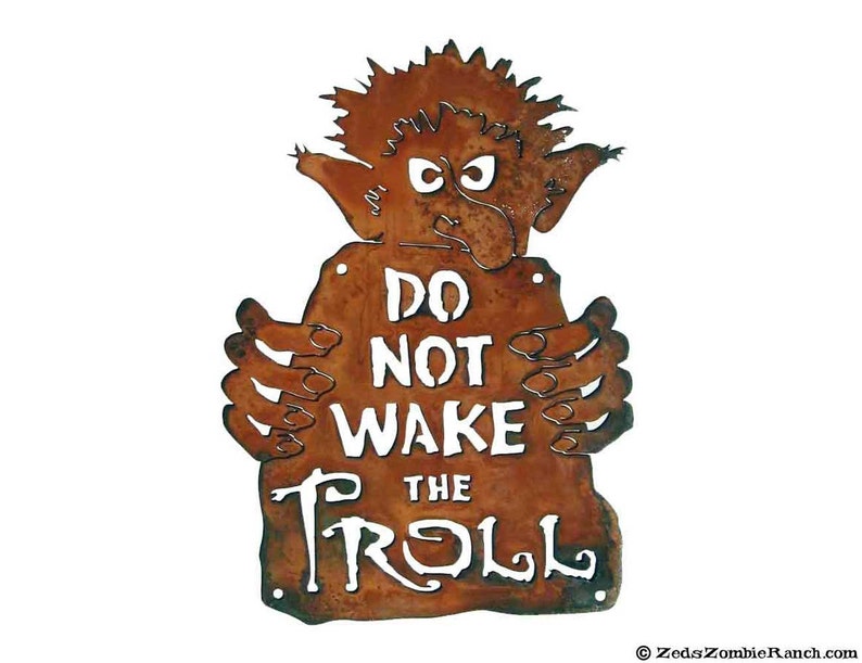 Do Not Wake the Troll Steel Wall Sign Free Shipping in US image 1