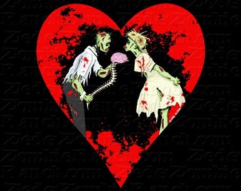 Zombie Shirt - Zombie Love with Heart T Shirt - FREE shipping in US