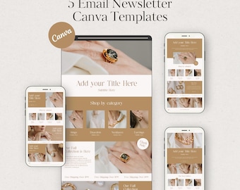 Minimalist Email Newsletter Canva Templates | Canva Editable | 5 Feminine Business Marketing Designs | Digital Download
