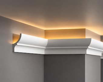 LED Crown Molding, White Polymer Coving, Indirect Lighting, 7ft