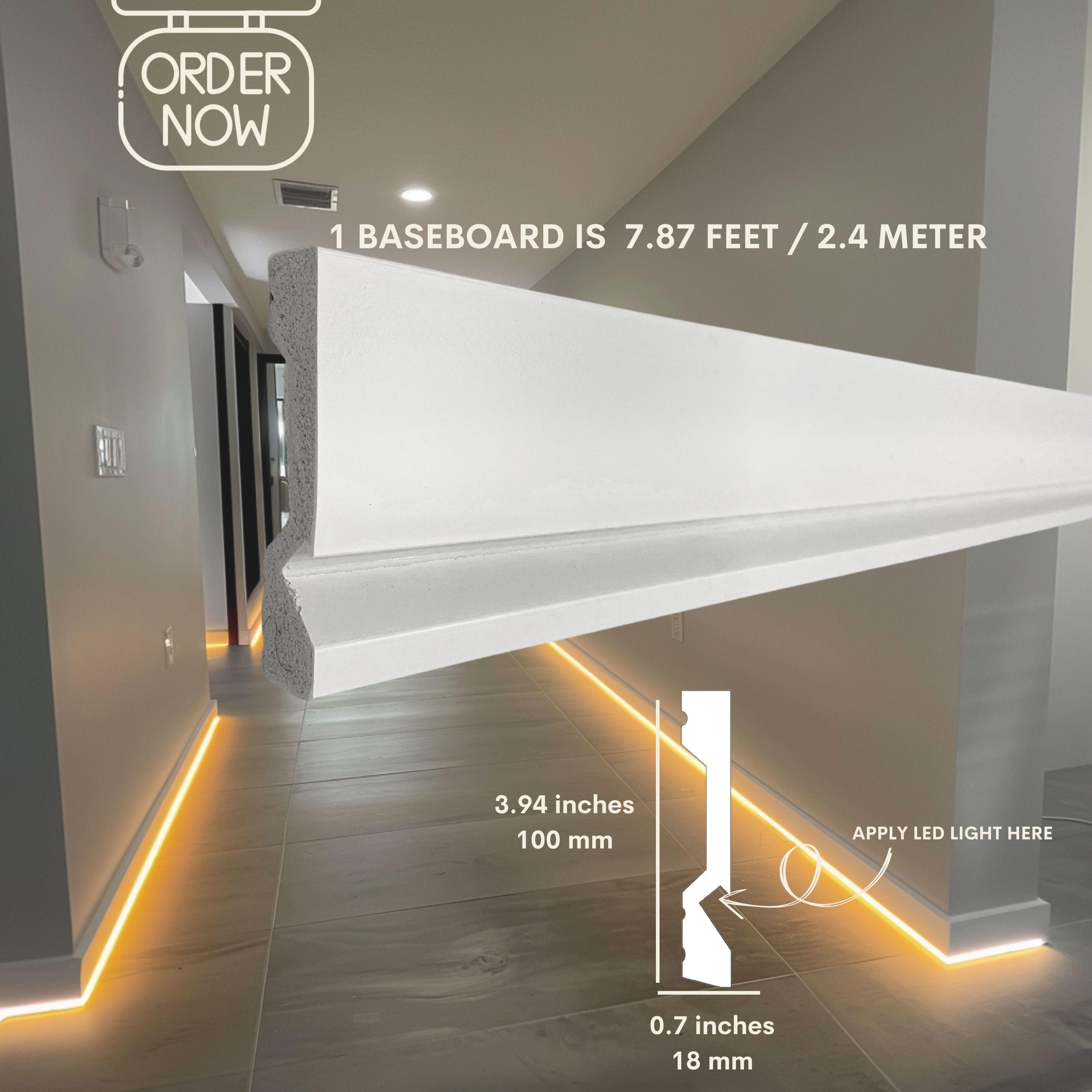 LED Baseboard Molding,modern Polymer Black/grey/white, 7ft - Etsy