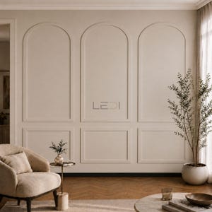 Kit gewelfde wandpanelen, voorgesneden mdf-lijst, doe-het-zelf accentmuurbekleding, overschilderbare gewelfde lambrisering afbeelding 1