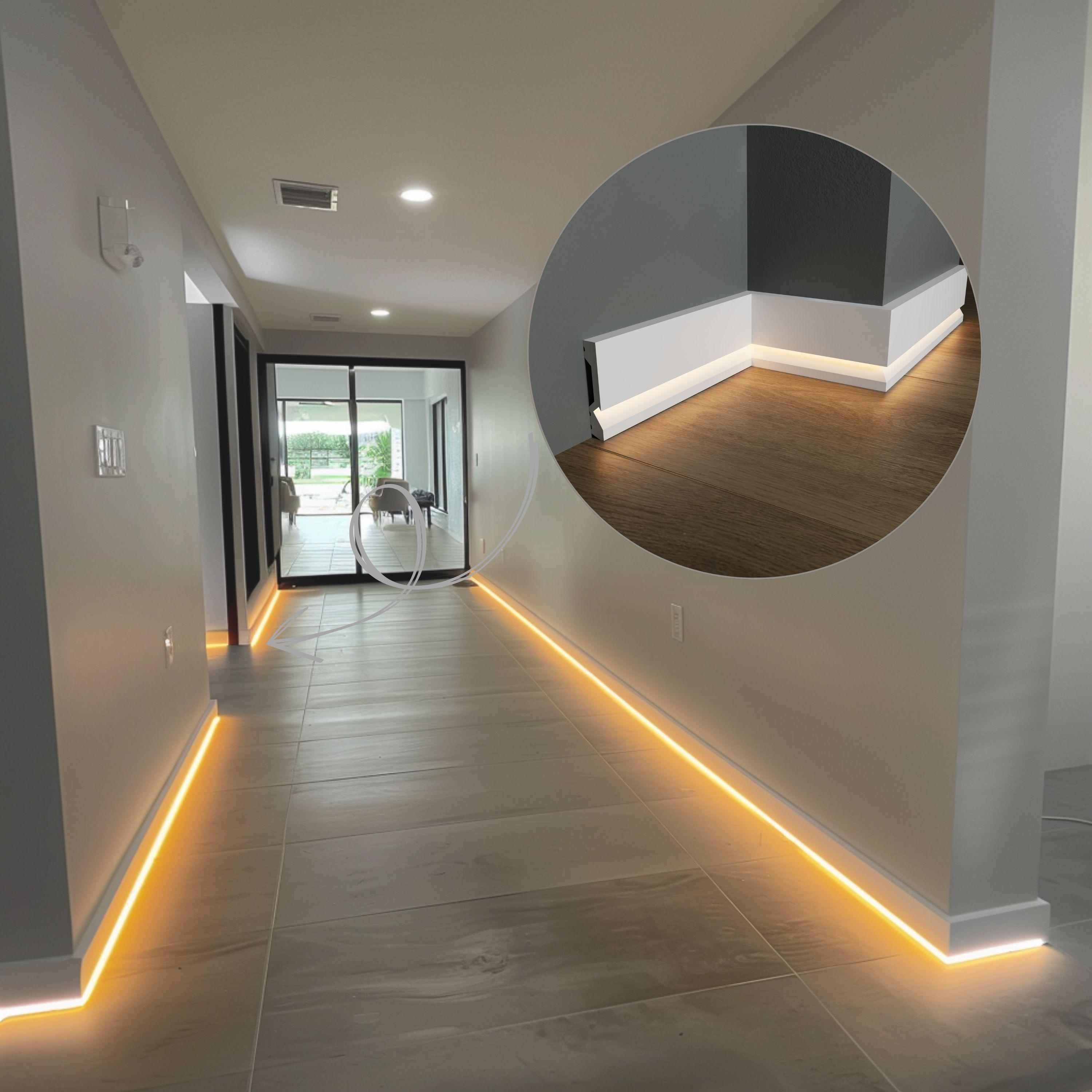 LED Baseboard Molding,modern Polymer Black/grey/white, 7ft - Etsy