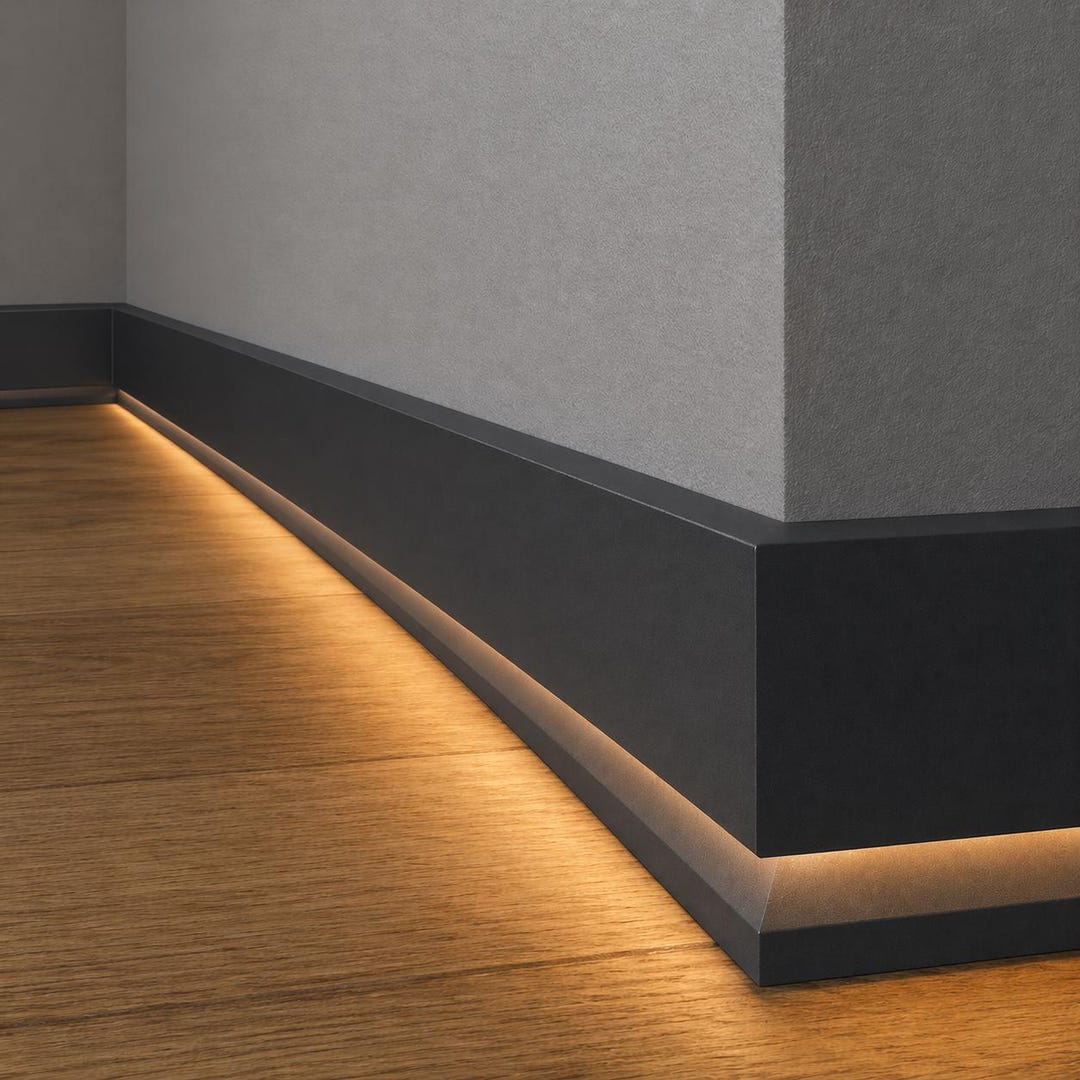 LED Baseboard Molding,modern Polymer Black/grey/white, 7ft - Etsy