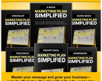 Marketing Plan Simplified  Bundle • E‑Book Checklist Guide Workbook & Prompt Pack for Small Business