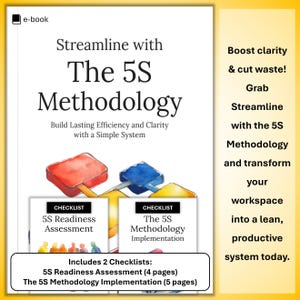 Streamline with the 5S Methodology E-Book and Checklist for Business Efficiency and Organization | Step-by-Step Workspace Improvement Guide