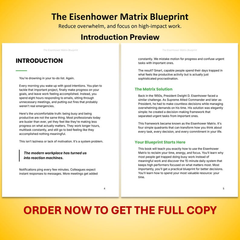 The Eisenhower Matrix Blueprint E-book for Task Prioritization Time ...