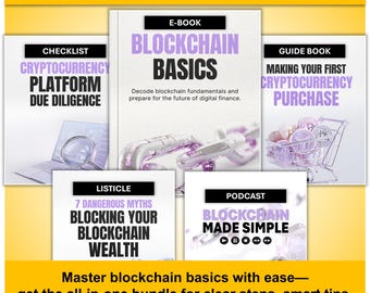 Blockchain Basics Bundle  | Digital Finance Starter Kit with Ebooks, Audio, Guides and Checklists for Beginners and Educators