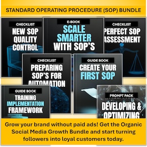 Standard Operating Procedure (SOP) Bundle with E-Book Checklists Guide Books and AI Prompt Pack for Business Systems and Team Training