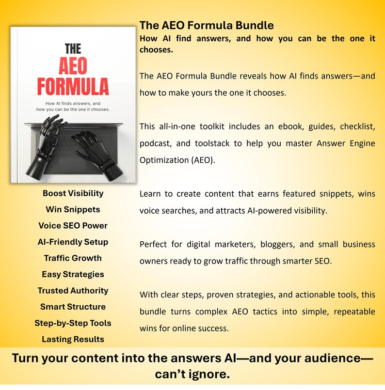 AEO (Answer Engine Optimization) Bundle: E-Book, Checklist, Guide, Audio & Tools image 4