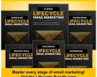 Lifecycle Email Marketing Bundle for Entrepreneurs – E-Book, Checklist, Prompts, Guide, Tools and Workbook