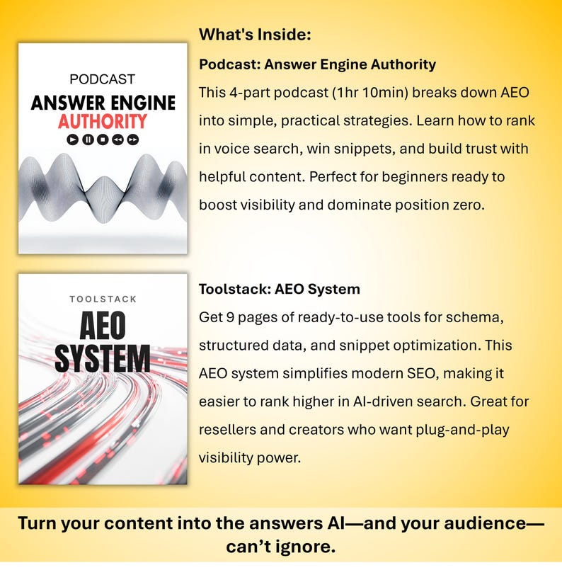 AEO (Answer Engine Optimization) Bundle: E-Book, Checklist, Guide, Audio & Tools image 7