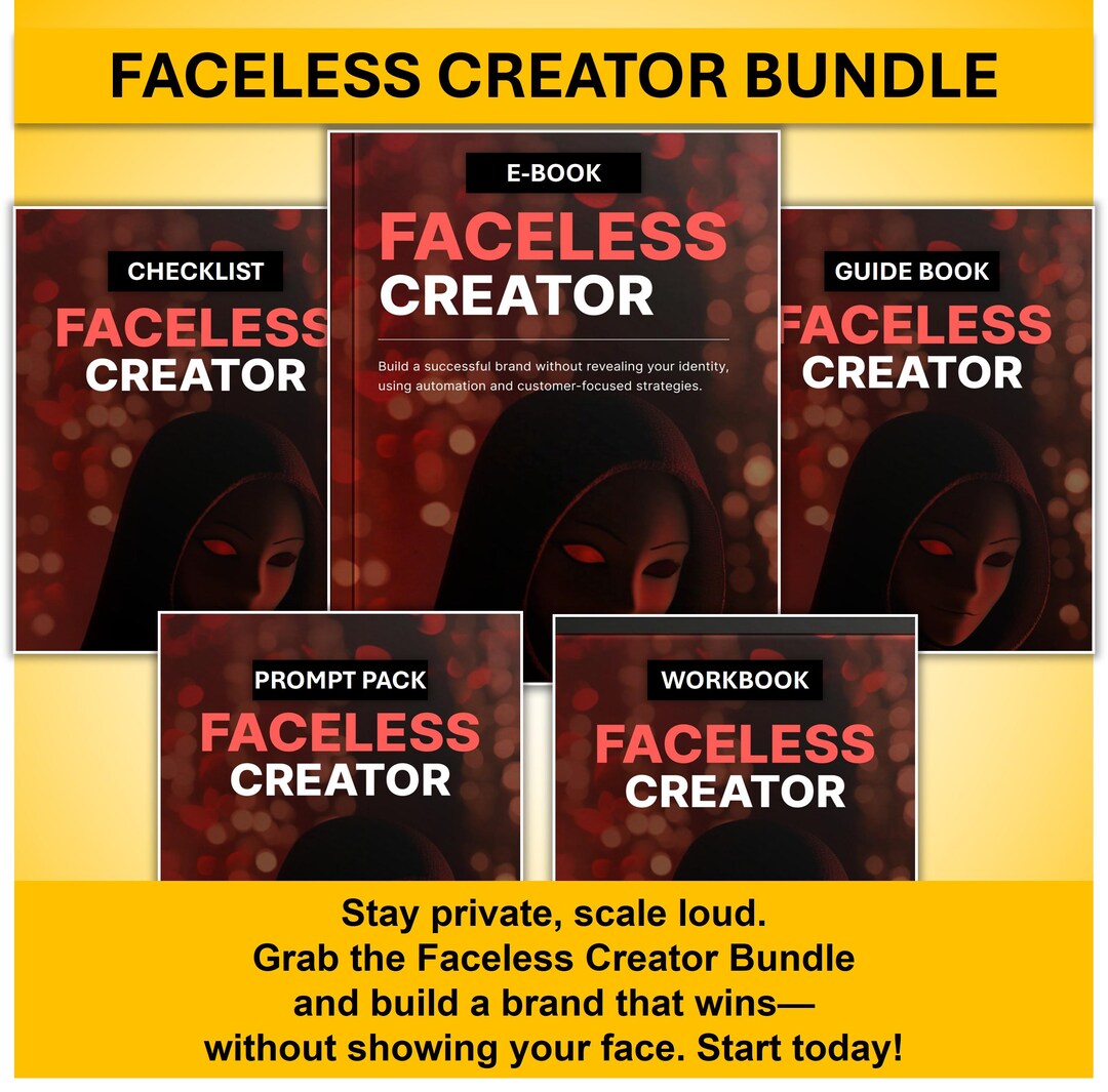 Face Less Video Operator Prompt Faceless Creator Bundle | E-book, Guide, Workbook, Checklists and AI ...