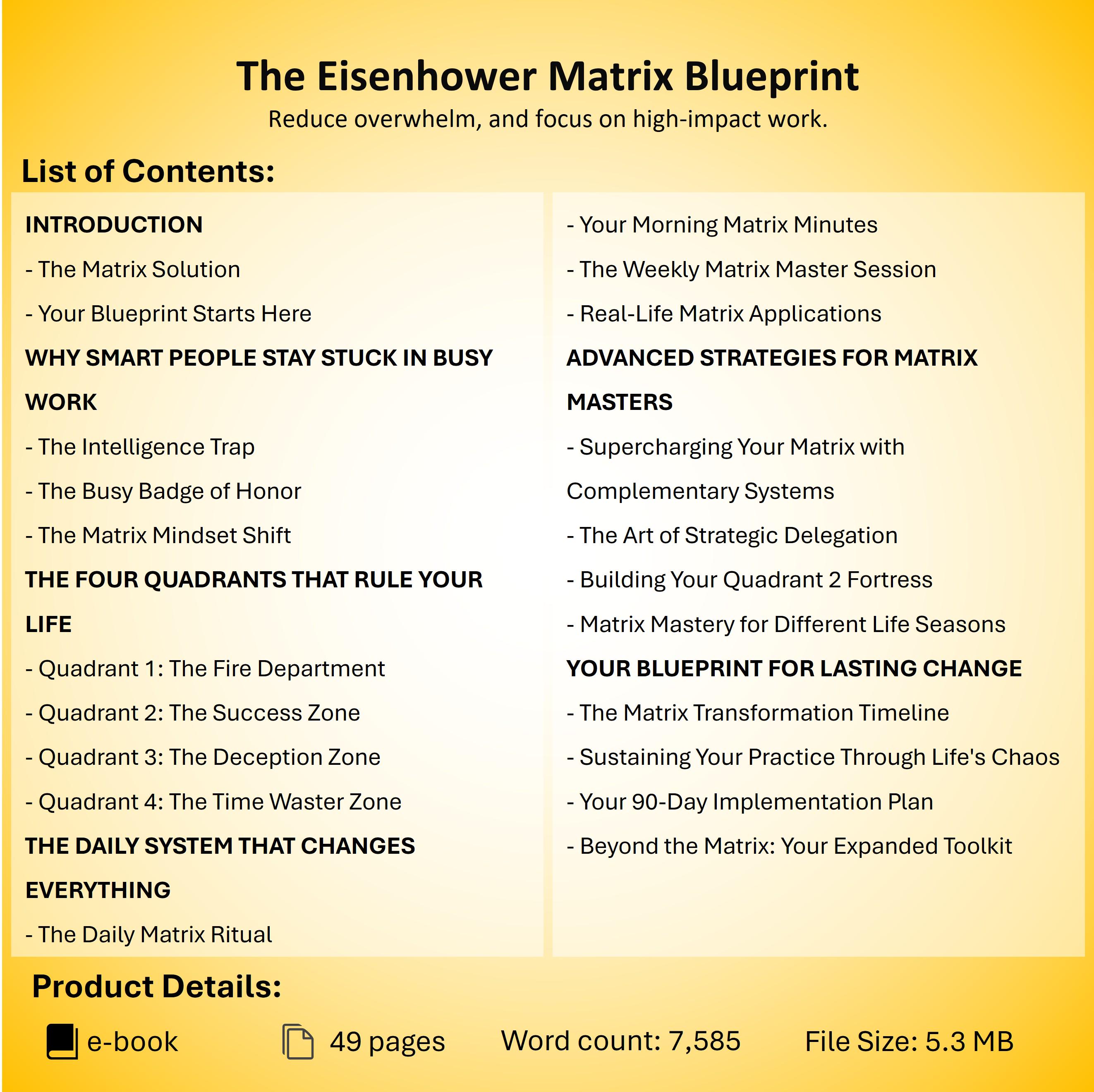 The Eisenhower Matrix Blueprint E-book for Task Prioritization Time ...