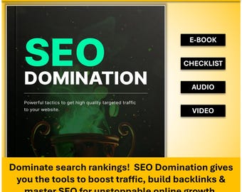 SEO Domination Bundle: E-Book, Checklist, Audio & Video Guide (Digital Download)