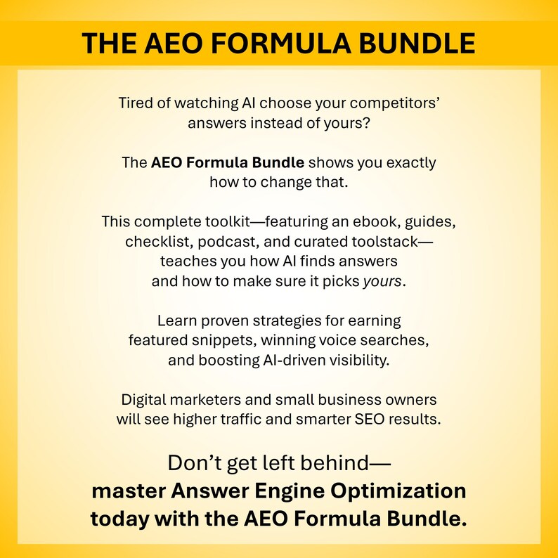 AEO (Answer Engine Optimization) Bundle: E-Book, Checklist, Guide, Audio & Tools image 3